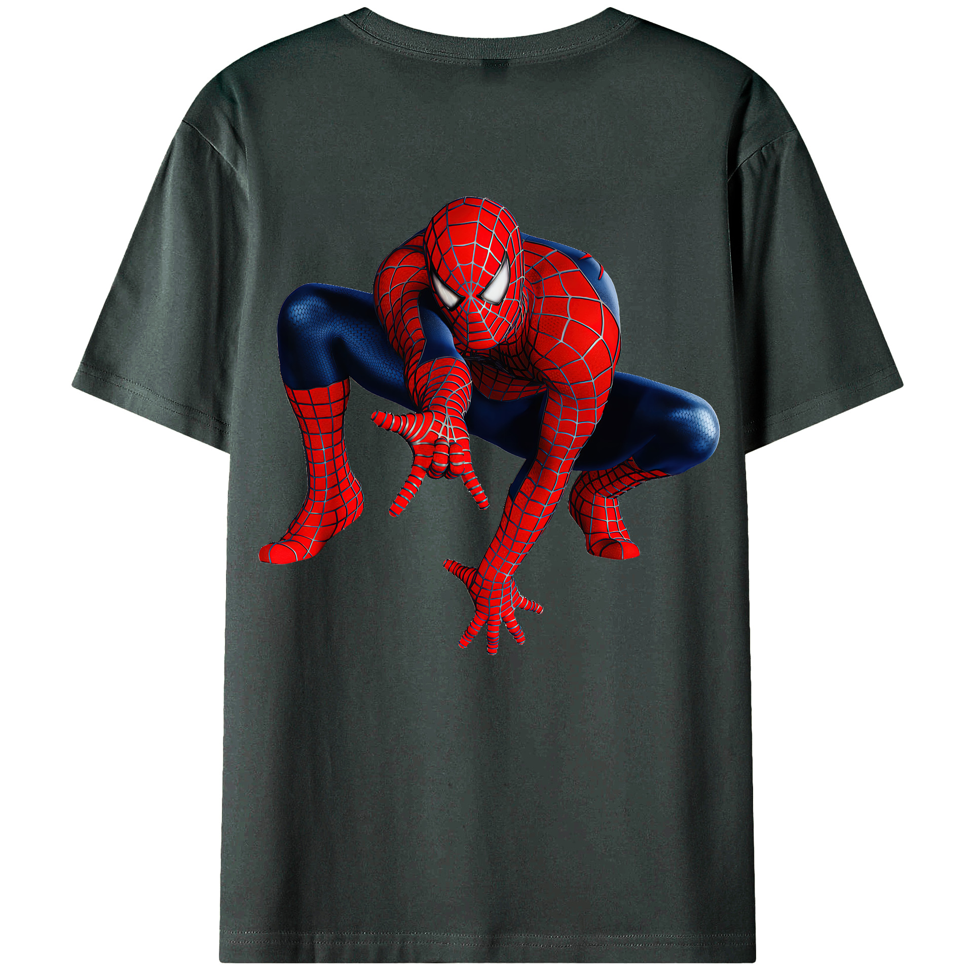 （画像用） Spider Man スパイダーマン 綿100％ メンズ半袖Tシャツ（バックプリント） 通気性